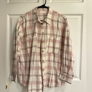 Pink lily button down shirt
